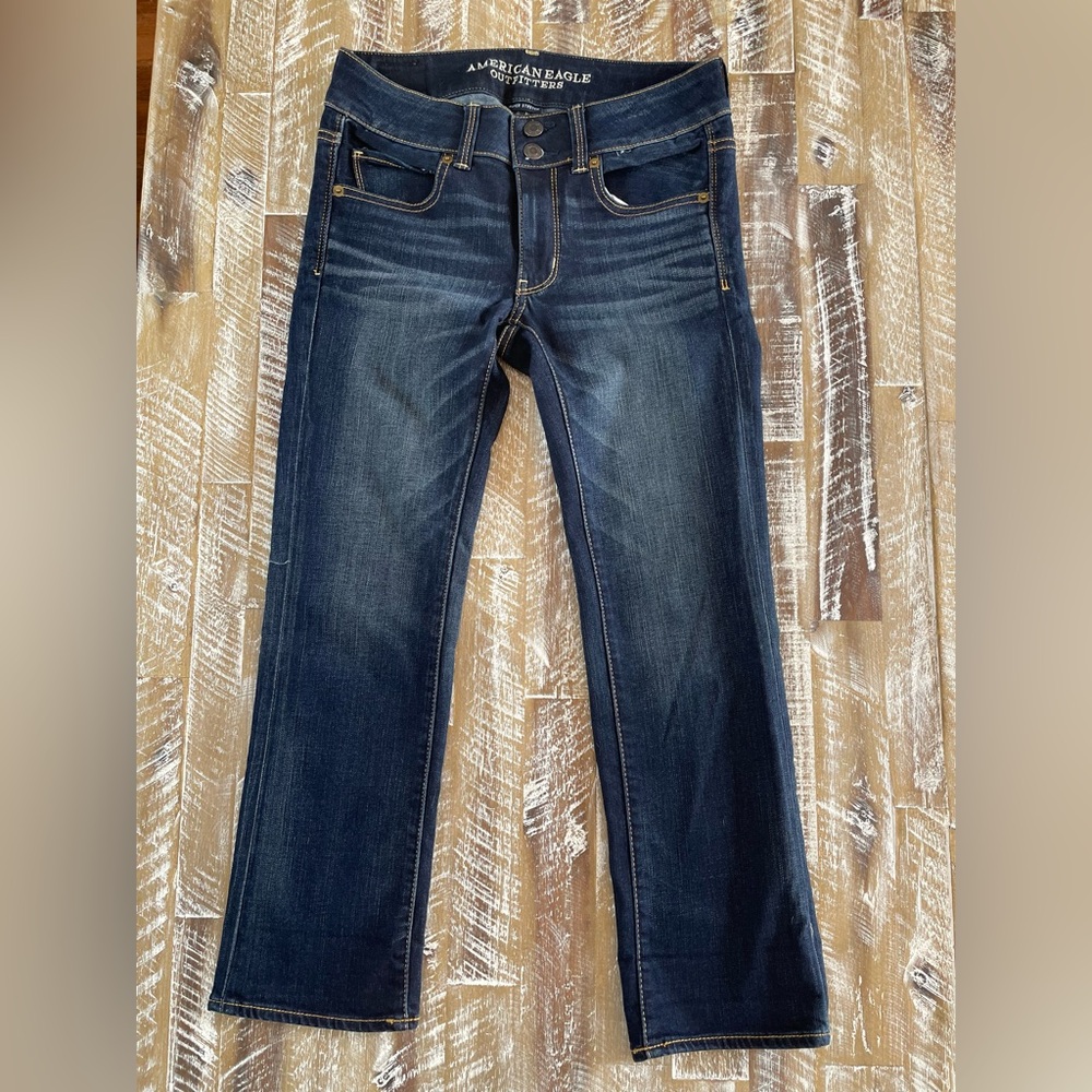 American Eagle Outfitters Dark Indigo Artist Crop Jeans